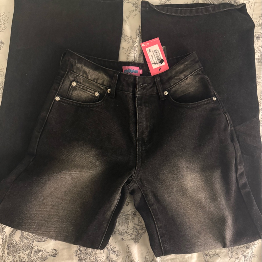Edikted Acid Wash Black Baggy Jeans